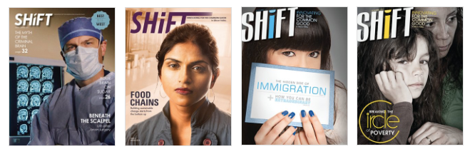 Four covers of SHiFT Magazine