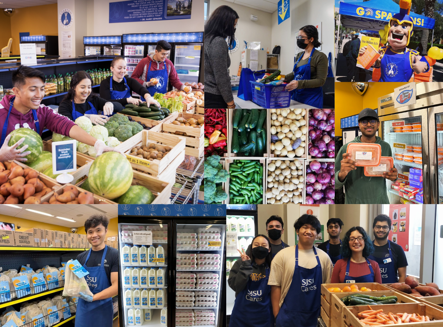 Collage of images from the Spartan Food Pantry